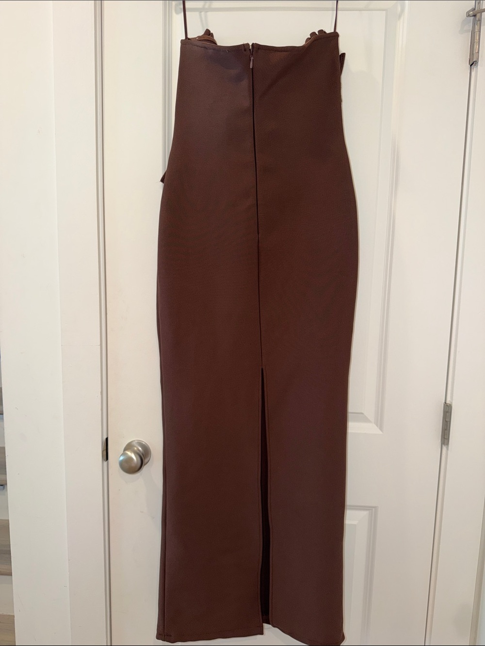 Fashion Nova Brown Strapless Ruffle Midi Dress - Picture 2 of 2